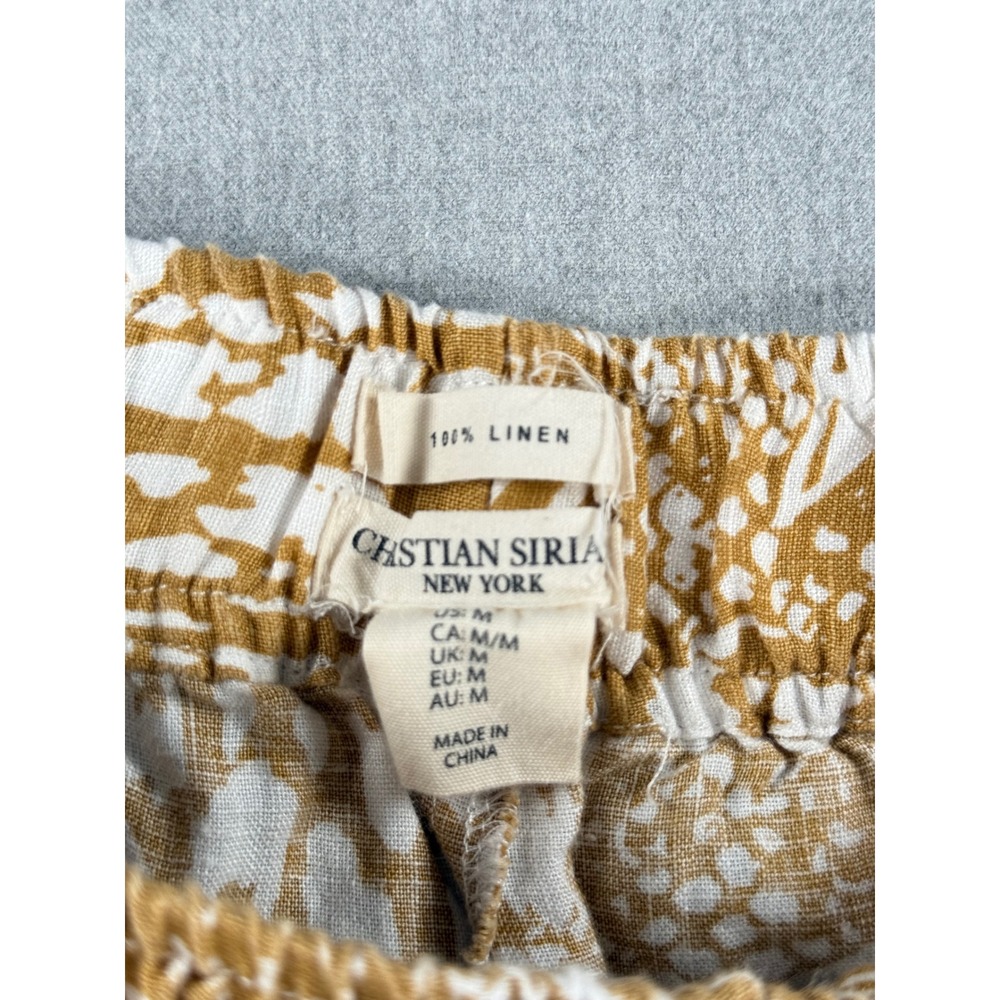 Christian Siriano New York Mustard Yellow Tropical Linen Wide Leg Pants Womens M - Picture 3 of 8